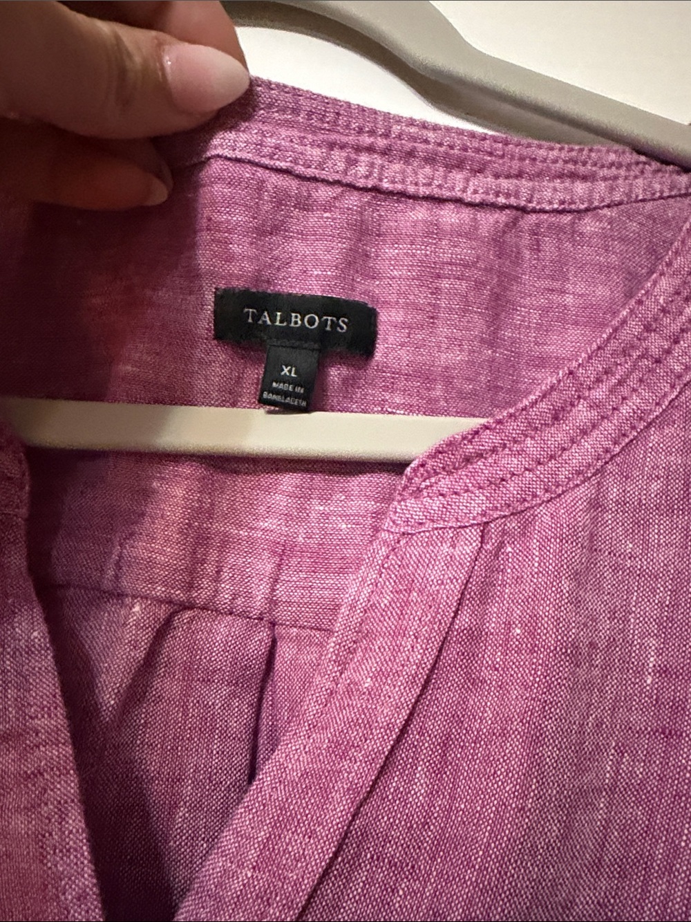 Talbots Rose Lavender Linen Henley Tunic - Picture 2 of 6